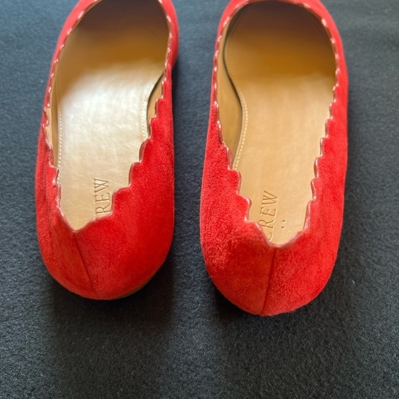 J. Crew Suede Scalloped Flats- Dark Poppy- sz 9 - Picture 8 of 9